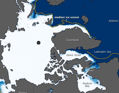 udbredelsen af havis i Polarhavet om vinteren