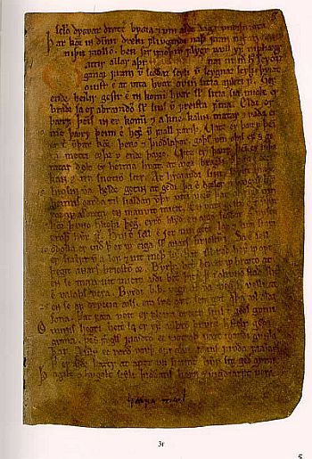 A page of the medieaval Icelandic document which contains Havamal
