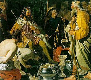 Solon besøger kong Krøsus af Lydien - maleri af Honhorst 1600 tallet
