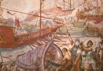 The sea battle at Lepanto