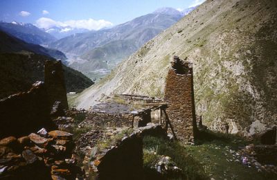 Defense towers in North Ossetia in the Caucasus Mountains