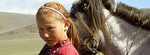 Blond
little girl from Tuva near Mongolia
