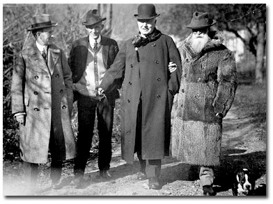 Harvey Firestone, Henry Ford, Thomas Edison og Burrows