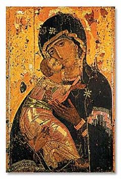 Jomfru Maria med Jesusbarnet. Romanovernes skytshelgen, oprindeligt malet af Lucas i Syrien, malet på træ
