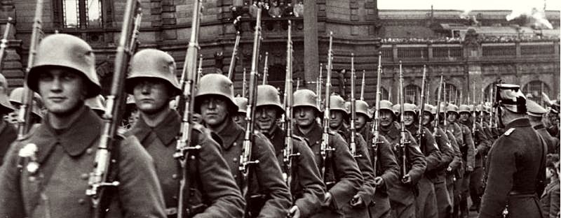Tyske soldater marcherer ind i Rhinlandet