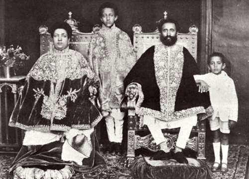 Emperor Haile Selassie I of Ethiopia and his queen Menen