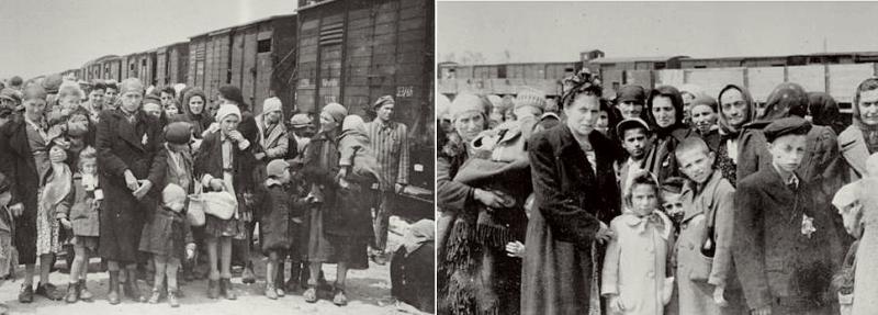 Jewish women and children arrive at Ausswitch, perhaps in 1943-44