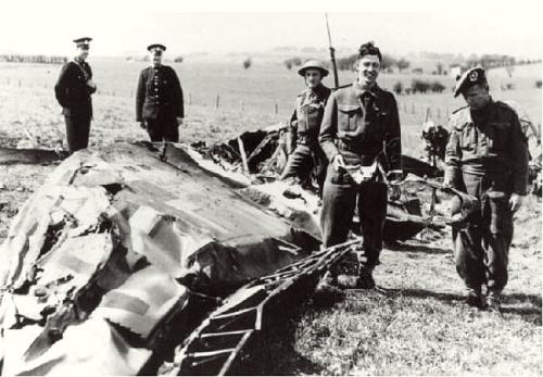 The wreck of Hess' Messerschmitt ME-110 in Scotland