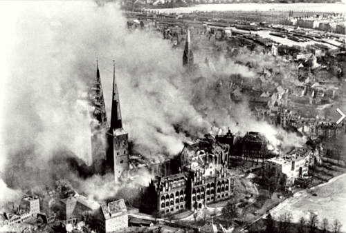 The attack on the old Hanseatic city of Lubeck on the night of 28 March 1942