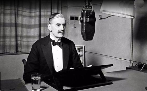 Neville Chamberlain i BBC-udsendelse den 3. september 1939