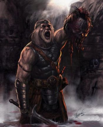 Beowulf with Grendel's head
