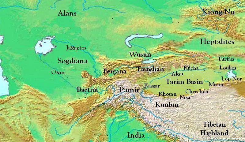 De Vestlige regioner i forbindelse med Yuezhi