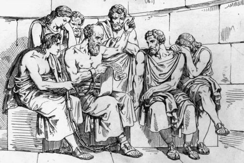 Socrates talks to his friends in his last hours