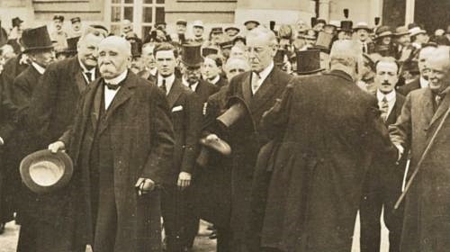 Clemenceau og Woodrow Wilson i Versailles