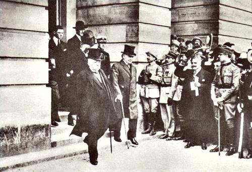George Clemenceau and Lloyd George leave Trianon Palace Hotel