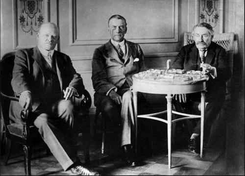 Gustav Stresemann, Austen Chamberlain and Aristide Briand in Locarno